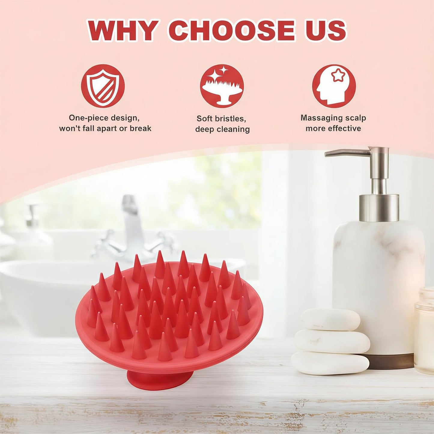 Meartchy Silicone Scalp Massager Shampoo Brush, Scalp Brush for Hair Growth & Dandruff Removal, Hair Scrubber Scalp Stimulator Exfoliator Brush with Soft Bristles for Wet Dry Scalp Care (Black)