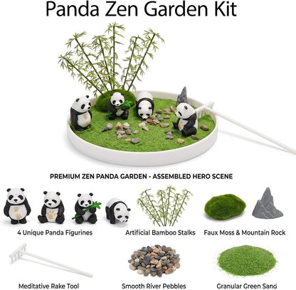 Panda Desktop Zen Garden Kit,for Home Office Desk Decor & Stress Relief