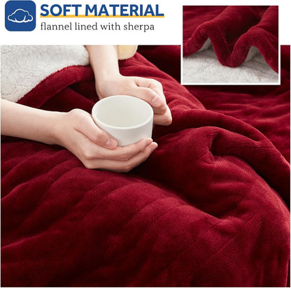 Sealy Electric Throw Blanket, Flannel & Sherpa Heated Throw with 6 Heating Levels & 2-10 Hours Auto Shut Off, Fast Heating & Machine Washable, 50x60 Inch, Light Grey