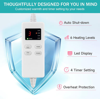 Heating Pad for Period Cramps, Heating Pad for Back/Neck/Shoulder Muscle Pain, 6 Heating & 4 Timer Setting, Auto Shut Off, Dry/Moist Heat & Machine Washable, Birthday Christma s Gifts for Women Mom
