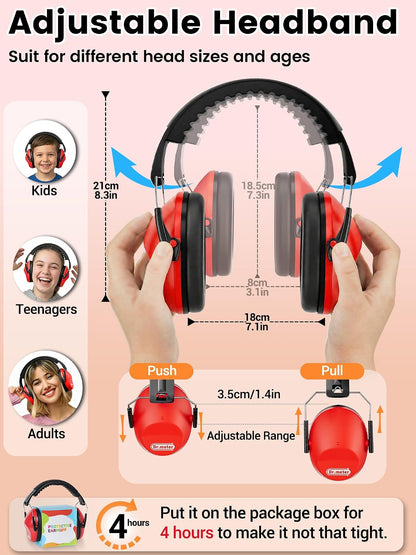 Dr.meter Ear Muffs for Noise Reduction: 27.4SNR Noise Cancelling Headphones for Kids Adults, EM100 Adjustable Hearing Protection Earmuffs for Monster Jam, Autism Sensory, Concerts, Fireworks