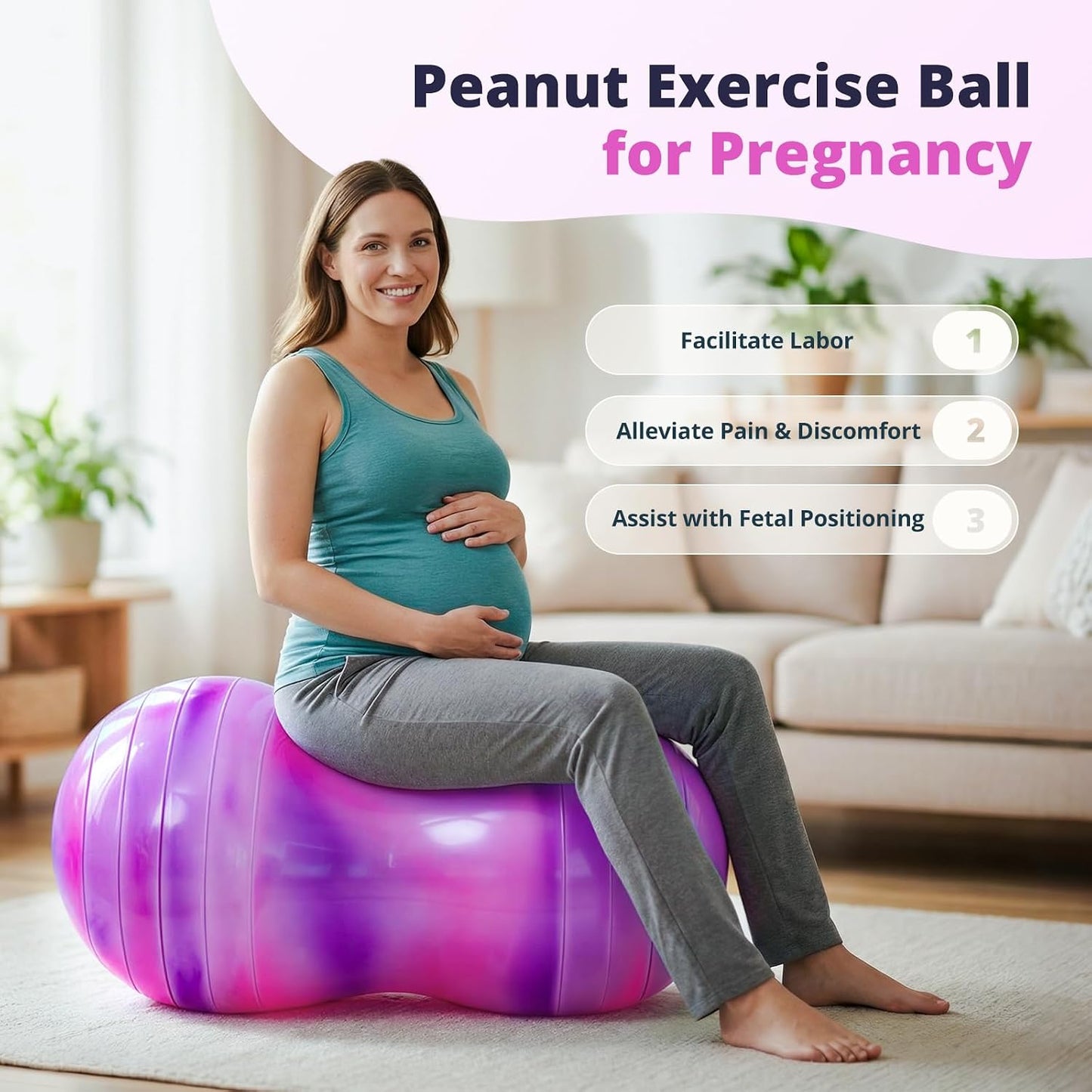 18’’/20’’ Peanut Ball for Kids & Adults, Anti-Burst Exercise Ball for Autism Sensory Training, Pregnancy & Physical Therapy, Yoga Balance Ball Chair for Fitness.