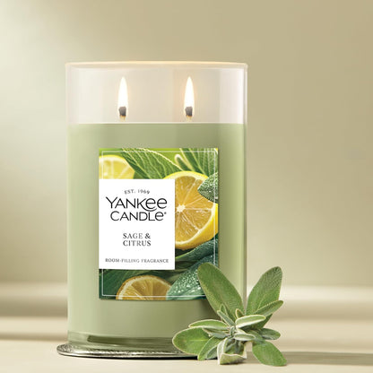 Yankee Candle Sage & Citrus, Scented Candle, 14.5oz 3-Wick Candle Jar with up to 40 Hours Burn Time, Giftable