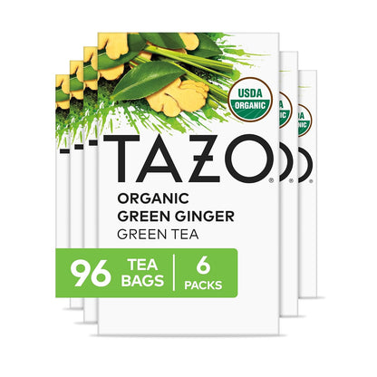 TAZO Green Ginger Organic Green Tea Bags, 96 Total Bags (16 Count 6-Pack)