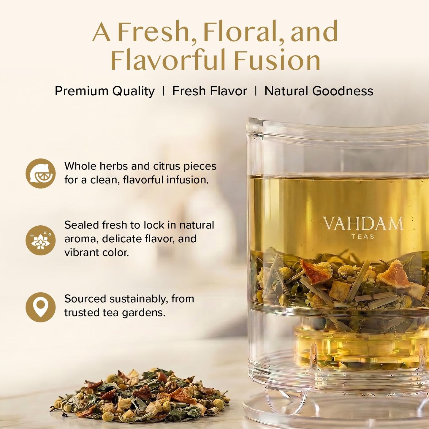 VAHDAM, Turmeric Ginger Herbal Tea (50+ Cups, 3.53oz) Caffeine Free | 100% Pure Herbal Blend - Savory & Spicy | Vacuum Sealed | Direct from Source