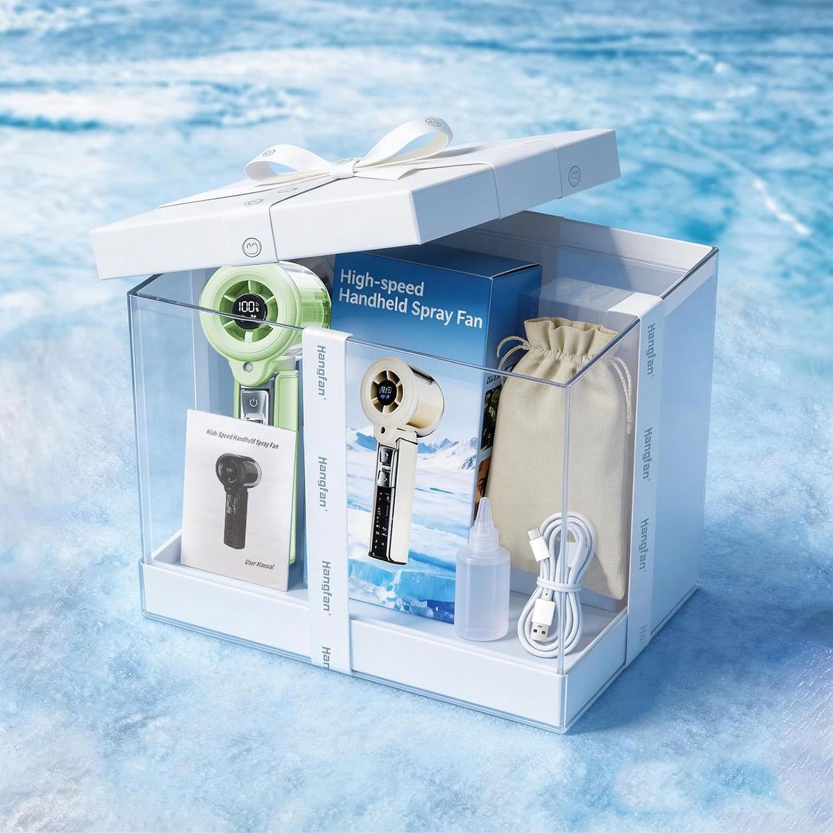Handheld Misting Fan,20000 RPM,100 Speeds,Nano Mist,LED Display