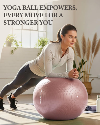 Trideer Exercise Ball, Stability Yoga Ball for Physical Therapy, Active Sitting, Pregnancy & Birth Labor Prep, Core Strength, Balance Training, Posture Improvement and Daily Stretching, 55/65/75cm