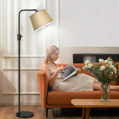 【Upgraded】 Dimmable Floor Lamp, 1000 Lumens LED Edison Bulb Included, Arc Floor Lamps for Living Room Modern Standing Lamp with Linen Shade, Tall Lamp for Bedroom Office Dining Room- Black