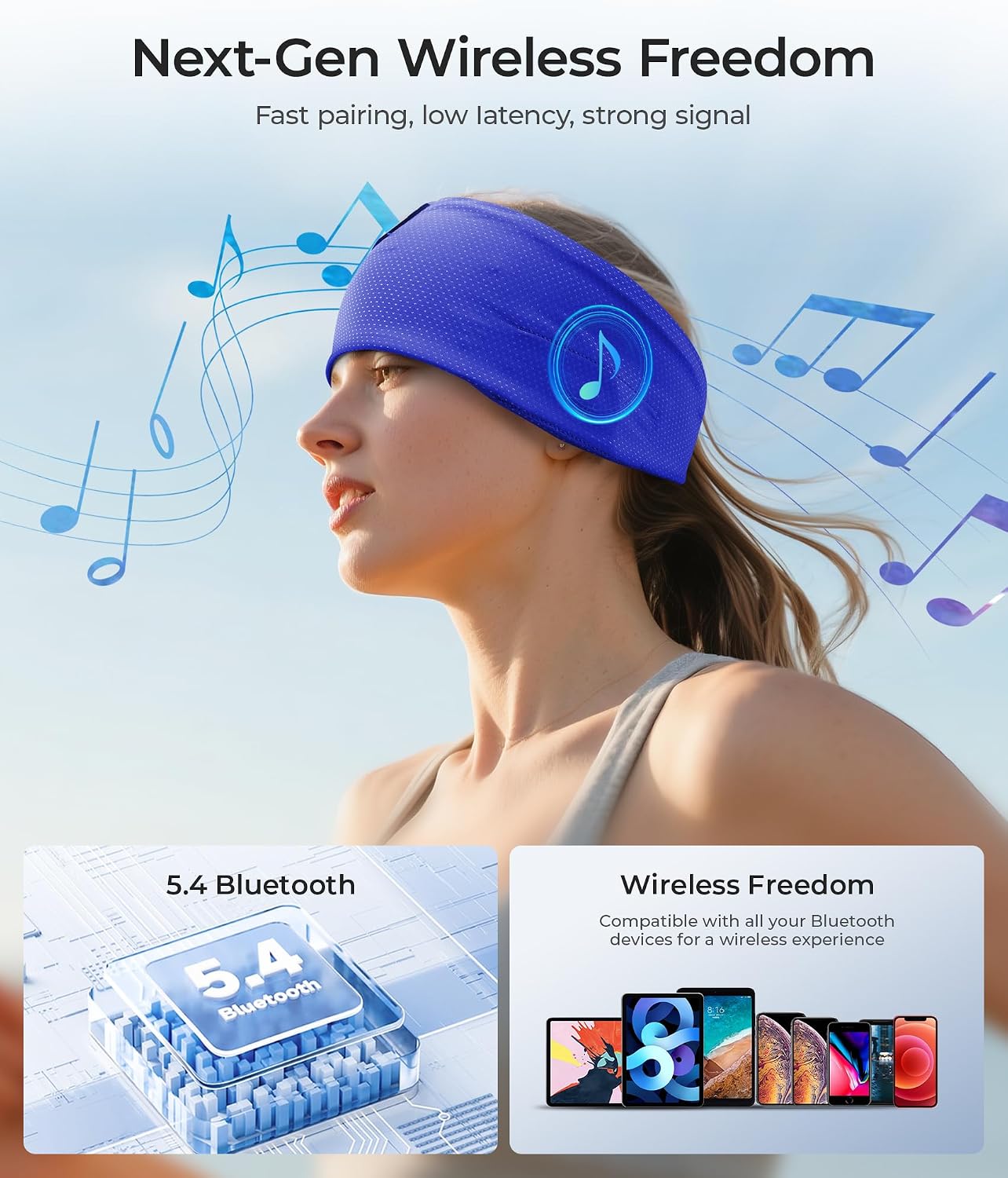 ink-topoint Sleep Headphones Bluetooth 5.4 Headband, 2 in 1 Sleep Mask with Bluetooth Headphones, Wireless Headband Earphones with Ultra-Thin HD Stereo Speaker, Music Headband for Workout Running Yoga