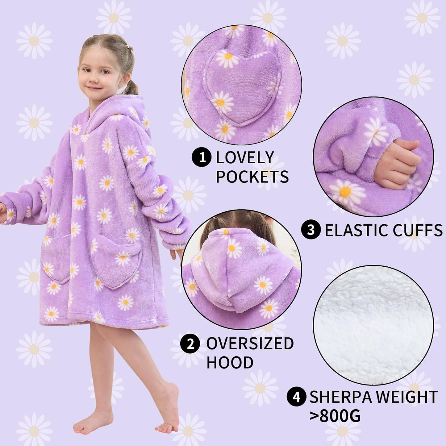 Fiosnow Glow in the Dark Unicorn Blanket Hoodies for Kids 6-13YR Oversize Wearable Blanket Hoodies for Boys Girls Teens