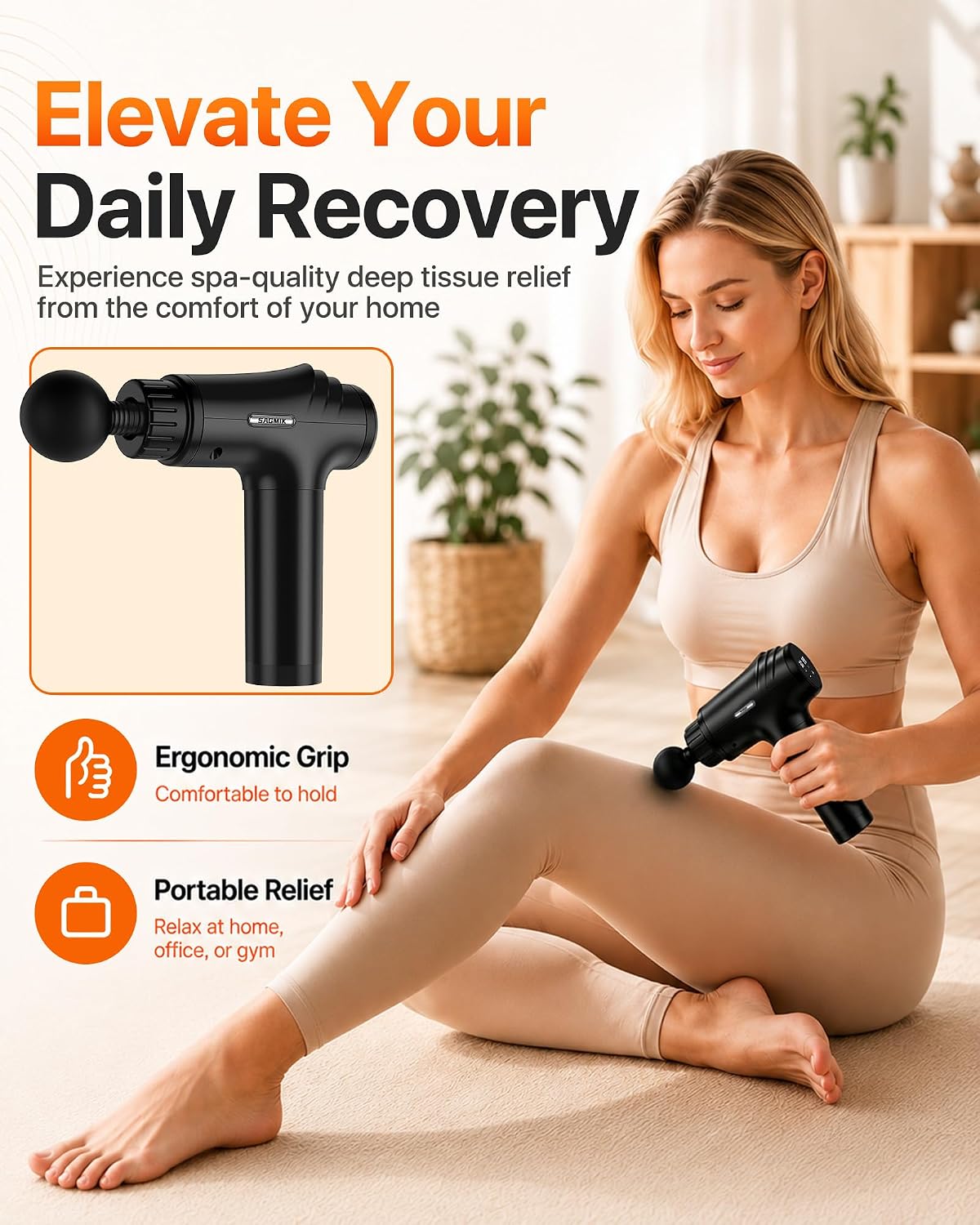 Massage Gun, Professional Deep Tissue Percussion Muscle Massager for Athletes with 30 Speeds & 6 Heads, Quiet Handheld Back Neck Shoulder Body Mini Massager