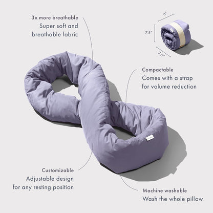 Huzi Infinity Pillow - Home Travel Soft Neck Scarf Support Sleep (Grey)