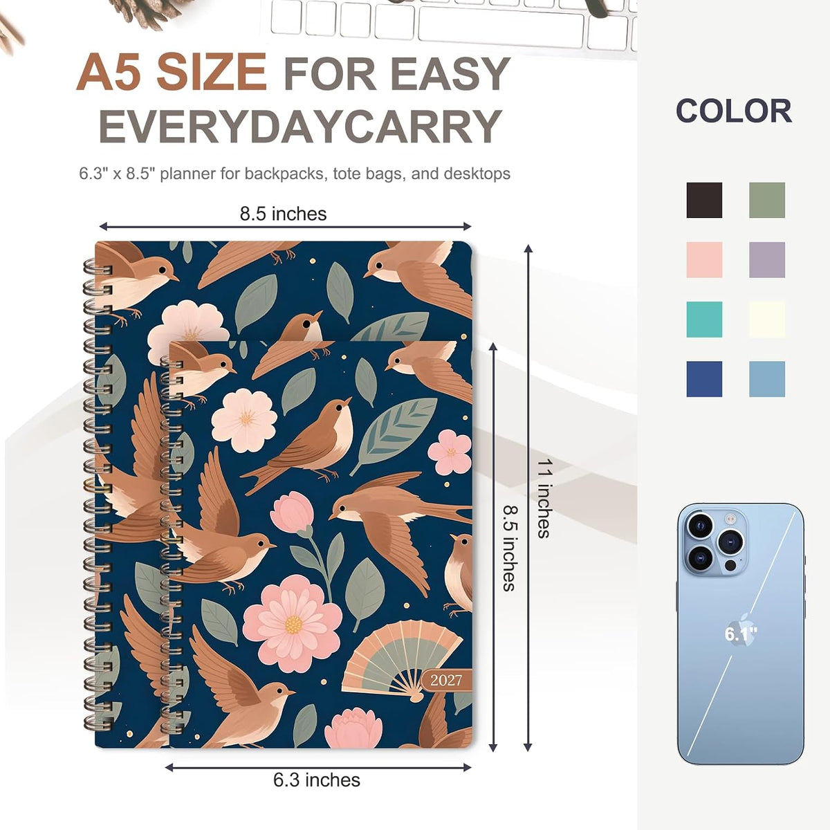 Planner 2026-2027, Weekly and Monthly Calendar Planner, JUL 2026 - JUN 2027 - Colors B