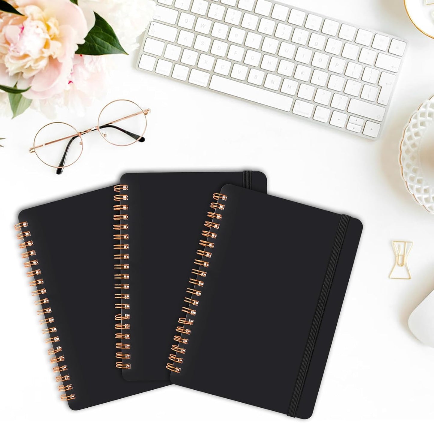 Utron 3 PCS Small Spiral Notebook 5x7, Notebooks for Note Taking, Morandi Spiral Journal Notebook, Work Notebook Small Notebooks 5x7 with Strap, Cute Notebooks for Women 70 Sheets/Note Books