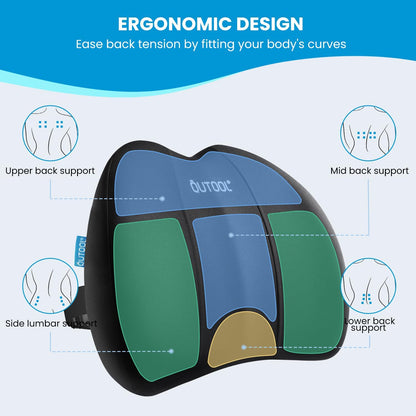 Lumbar Support Pillow for Office Chair, Office Home Essentials,Gifts for Mom,Dad, Back Support Pillow for Car, Chair Cushions,Back Pain Relief Improve Posture,Mesh Cover Double Adjustable Straps