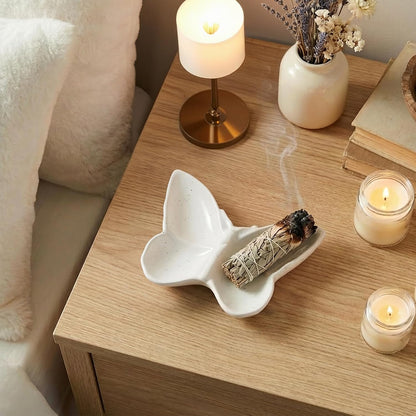 Frog Incense Holder for Sticks, Handmade Ceramic Holder for Burning Sage Sticks, Palo Santo, Cone and Backflow, Incense Burner for Meditation Room Home Decor, Frog Spiritual Gifts for Women