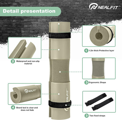 NEALFIT Barbell Pad Squat Pad for Squats—Squat Bar Pad—Great for Weightlifting,Lunges and Hip Thrusts—Foam Sponge Pad—Fit Standard and Olympic Bars Perfectly