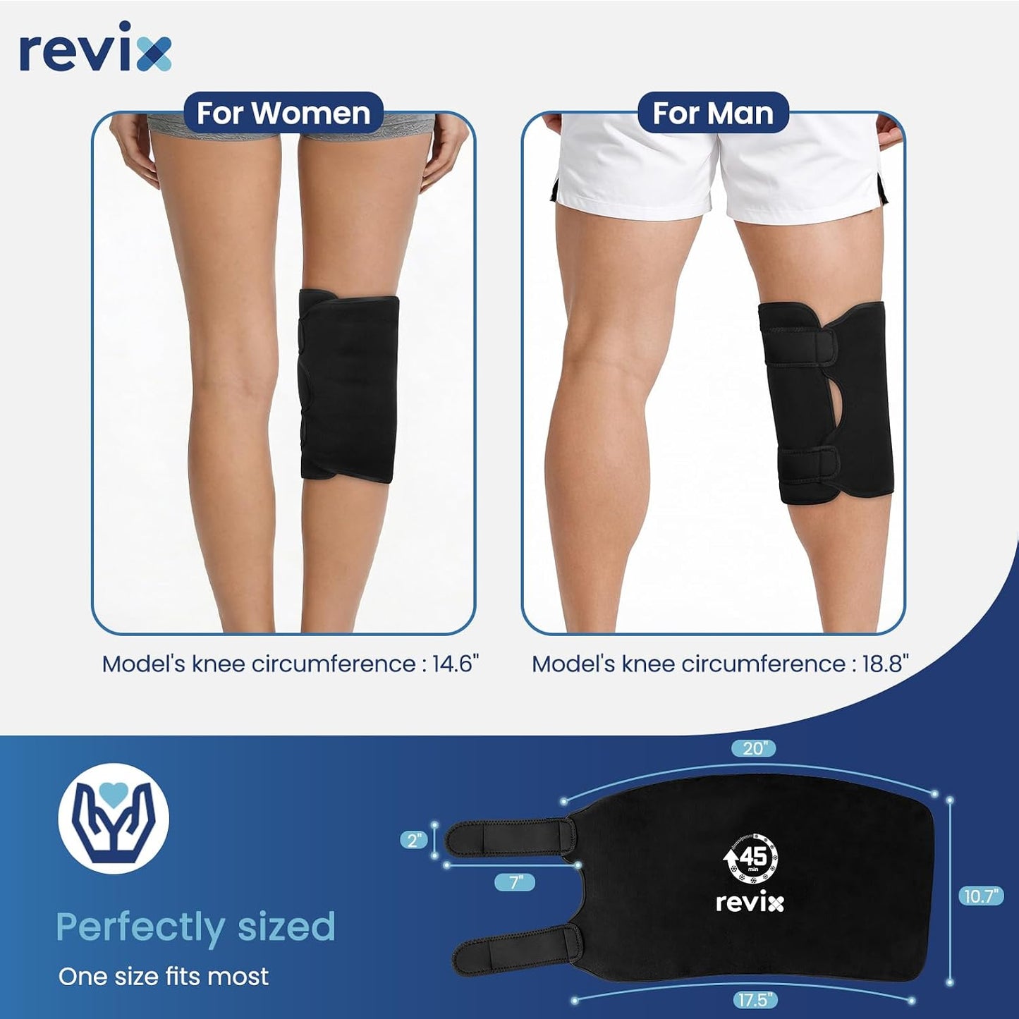 REVIX XXXL Knee Ice Pack Wrap Around Entire Knee, 45-Minute Long-Lasting Ice Pack for Knees with Ice Grid Gel Design, Cold Compress Therapy for Meniscus Tear, ACL (20"×10.7")