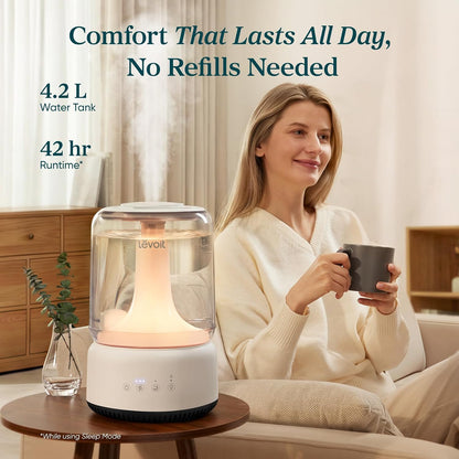 Levoit Humidifiers for Bedroom, Smart Warm and Cool Mist, Symptom Relief