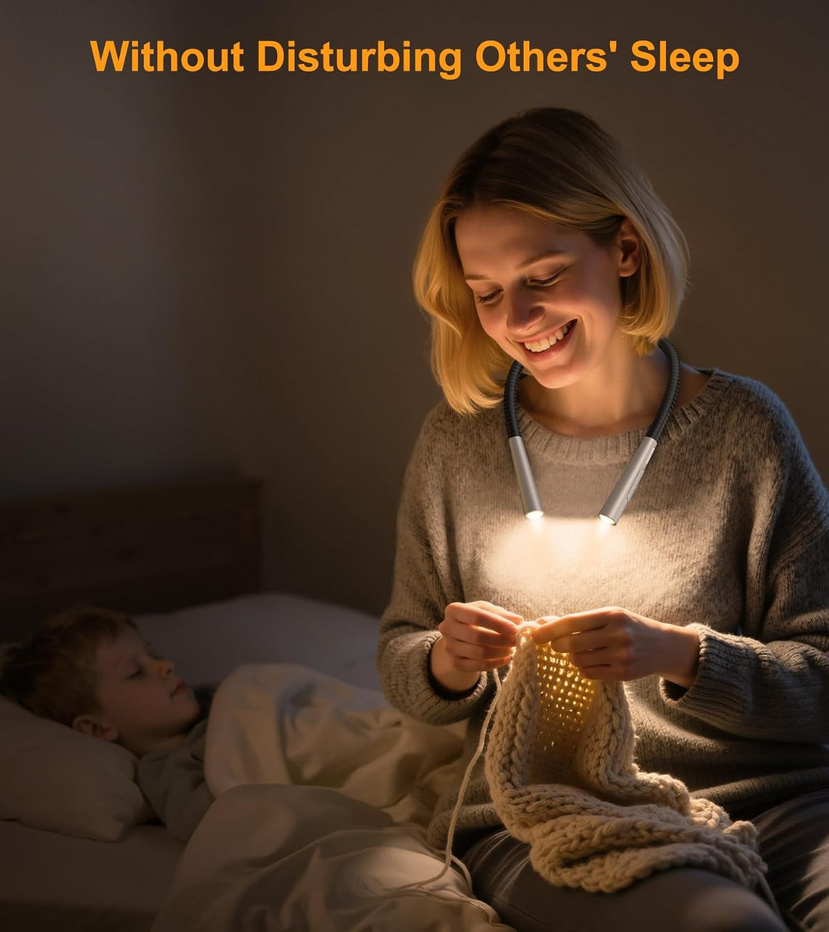 Gritin Book Light,Eye Caring 3 Colors & Stepless Dimming Neck Reading Light