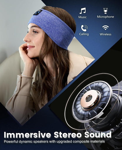 Perytong Sleeping Headphones Bluetooth Headband, Soft Long Time Play Sleeping Headsets with Built in Speakers Perfect for Workout,Running,Yoga,Travel, Darkgray