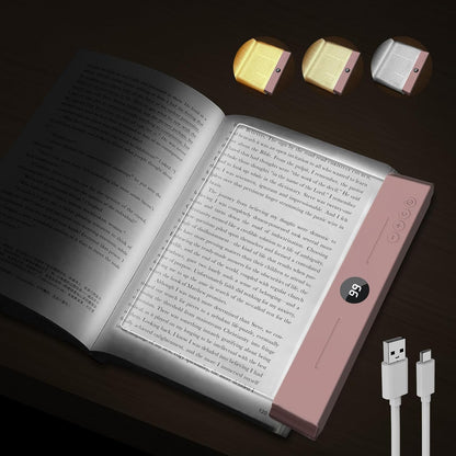 easuntec Book Light, Rechargeable Reading Light with Eye Protection - 3 Color Temps Timer Dimmable, Book Lights for Reading at Night, Flat Book Lights Gifts for Book Lovers Students Readers (Black)