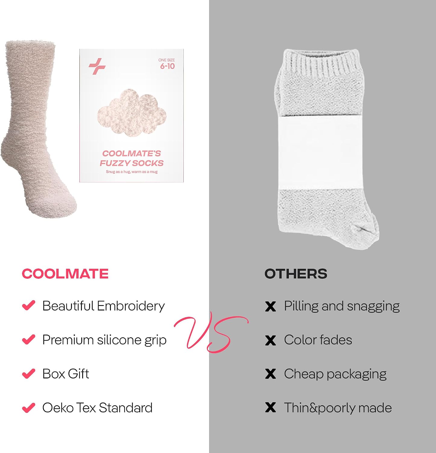 COOLMATE Fuzzy Socks for Women Gift Box – Cozy Soft Cloud Socks for Spa Home, Mother’s Day Gifts for Mom Grandma
