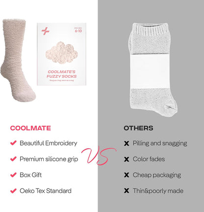 COOLMATE Fuzzy Socks for Women Gift Box – Cozy Soft Cloud Socks for Spa Home, Mother’s Day Gifts for Mom Grandma
