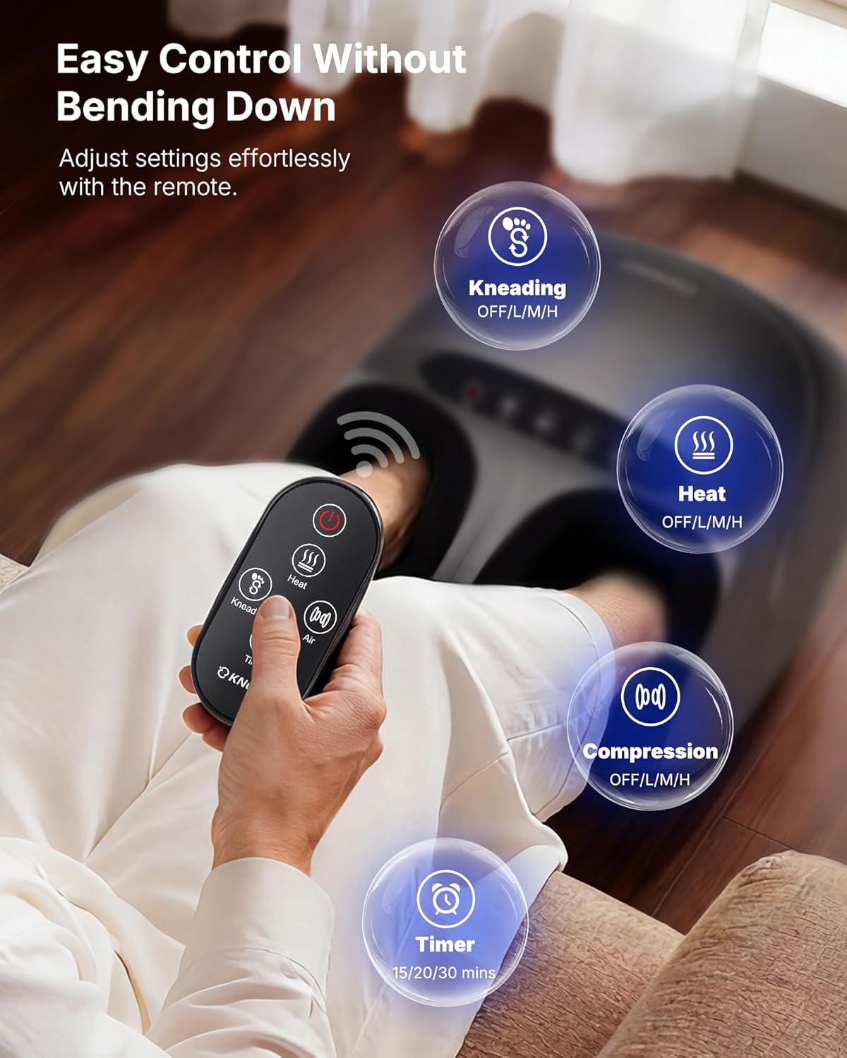 KNQZE Shiatsu Foot Massager with Heat, Compression, Deep Kneading Foot Massage for Plantar Fasciitis Relief, Remote Control, Multi Massage Modes, Auto Shut-Off Timer, FSA Eligible, Gifts for Women Men