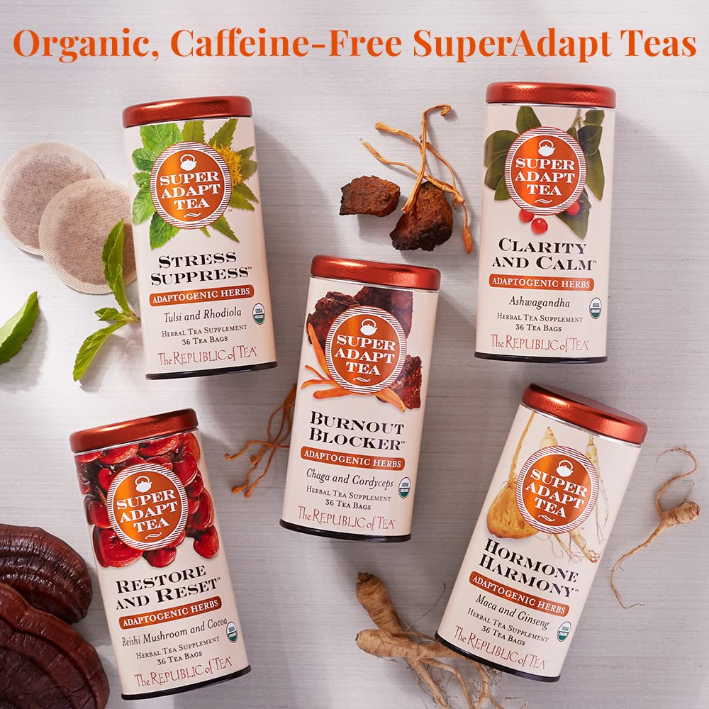 The Republic of Tea SuperAdapt Stress Suppress Organic Herbal Tea, 36 Count