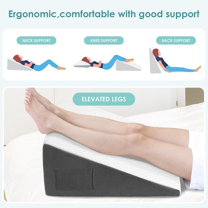 Cozymaker 7.5-inch Bed Wedge Pillow for Sleeping Back Support Pain Relief