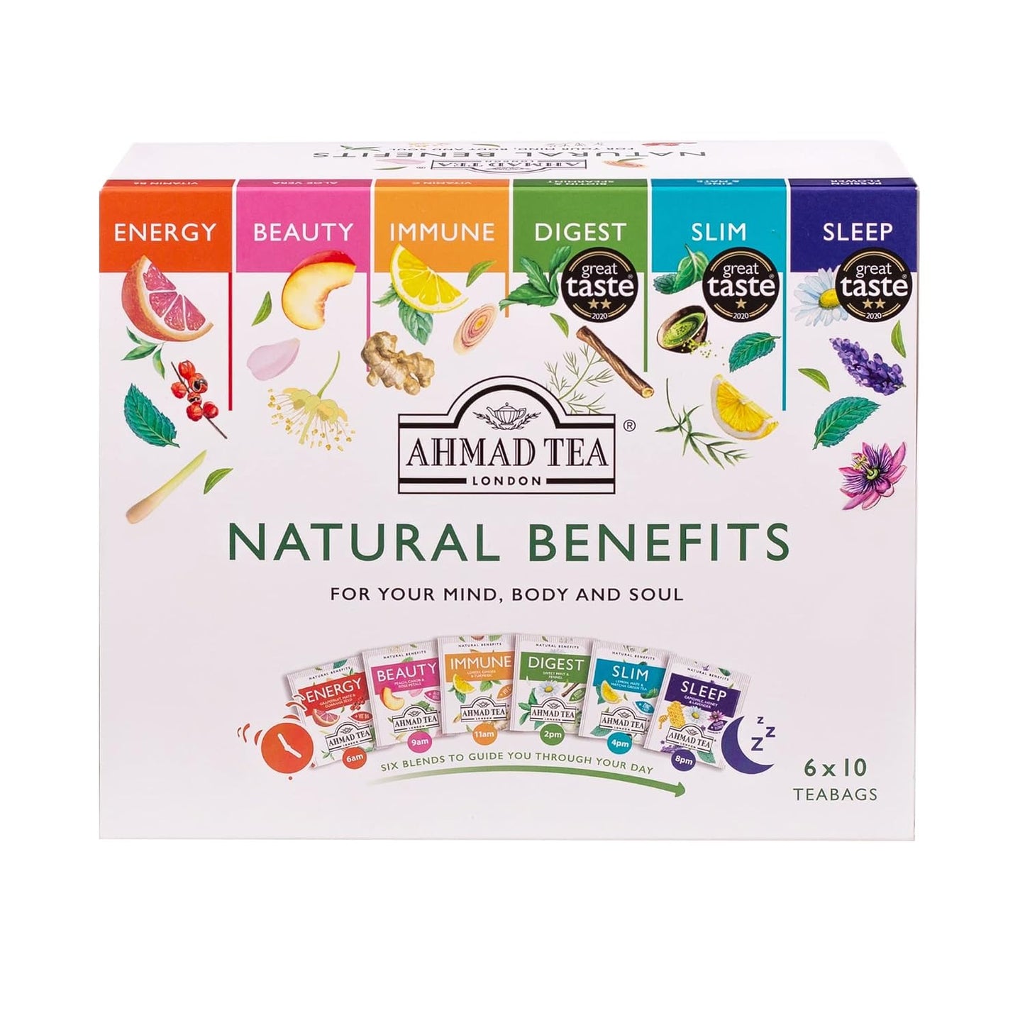 Ahmad Tea Variety Gift Box, 60 Foil Enveloped Teabags, Twelve Teas, 1 Count