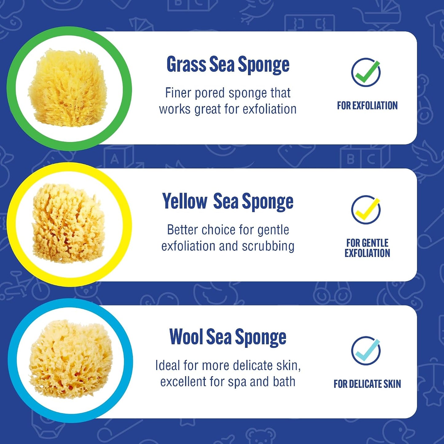Baby Buddy Natural Wool Sea Sponge, Newborn Bath Time Essential, Ultra Soft for Delicate Skin, Hypoallergenic and Biodegradable, 2 Pack