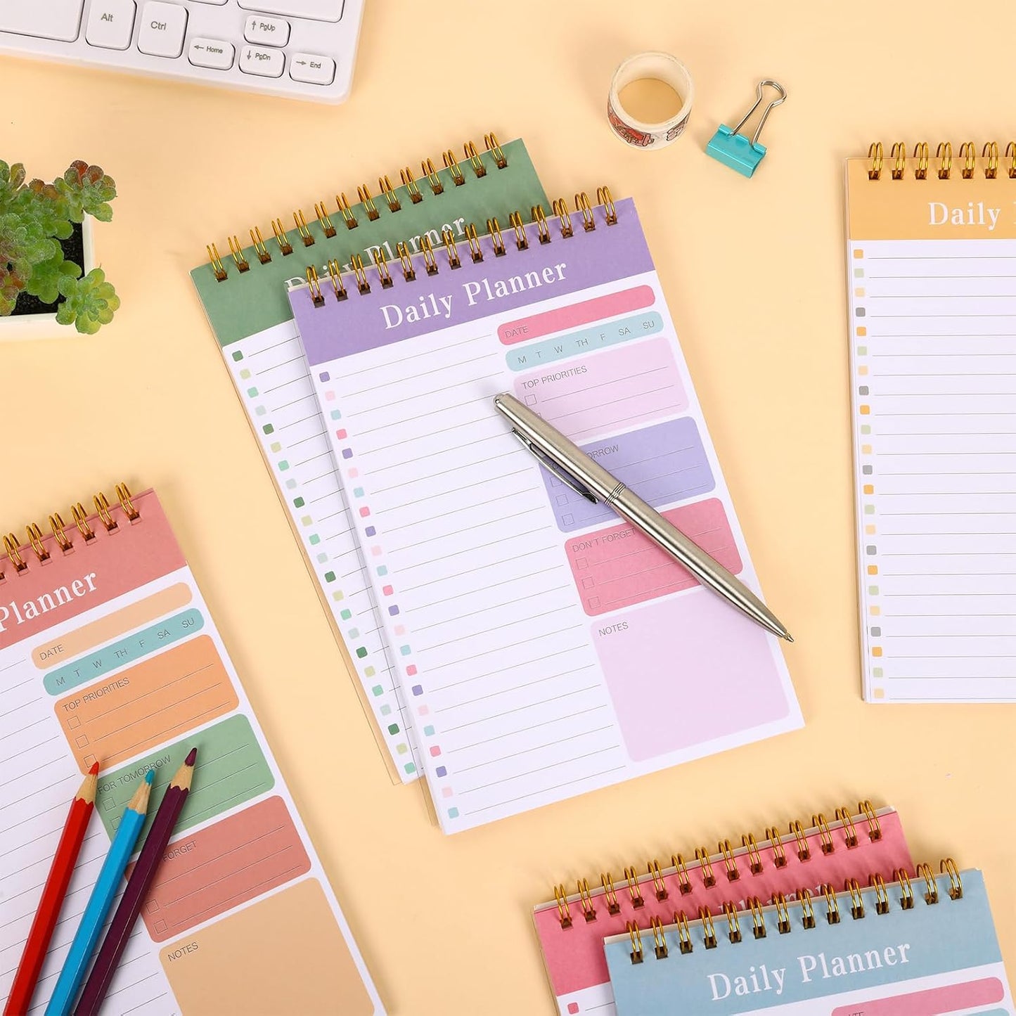 LABUK 10 Pack Daily To Do List Notepads 5" x 8" Daily Planner 30 Sheets Spiral to Do List Notebook for Classroom Office Plan Work Schedule Checklist