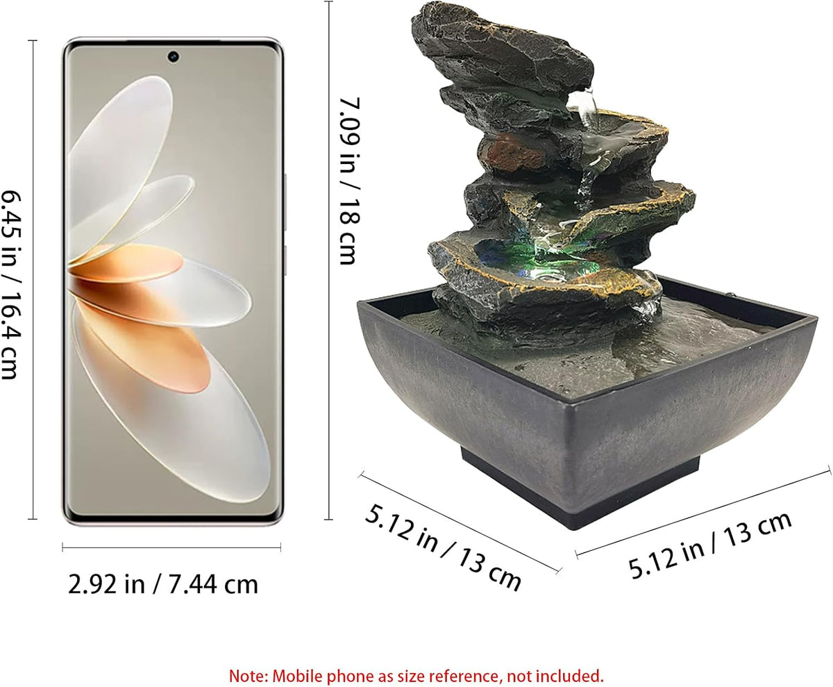 Indoor Tabletop Fountain with Light and Natural Waterfall Sounds