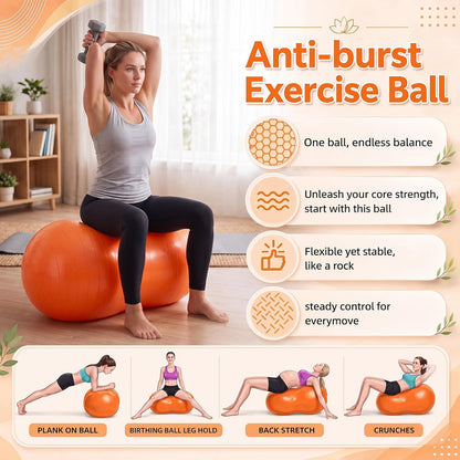 2 Pcs Peanut Ball and Wobble Cushion with Pump Set