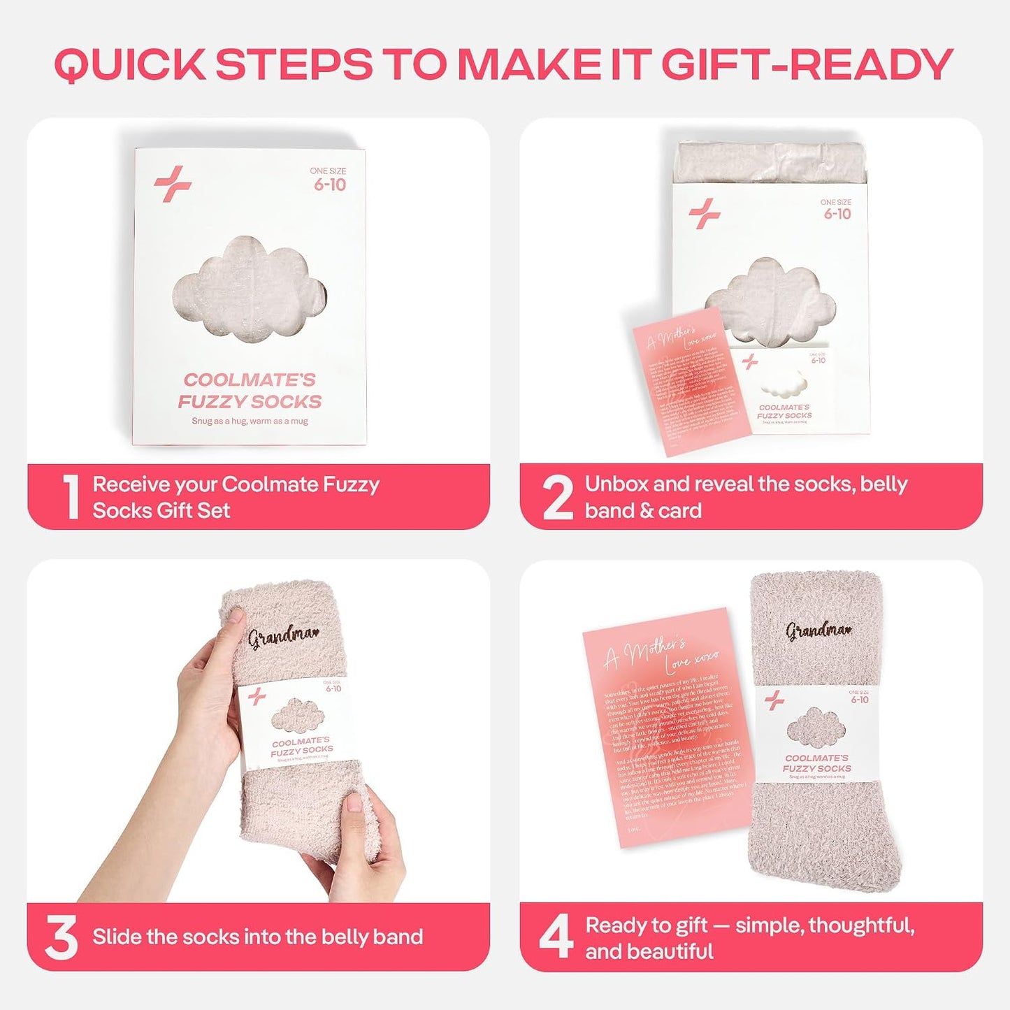 COOLMATE Fuzzy Socks for Women Gift Box – Cozy Soft Cloud Socks for Spa Home, Mother’s Day Gifts for Mom Grandma