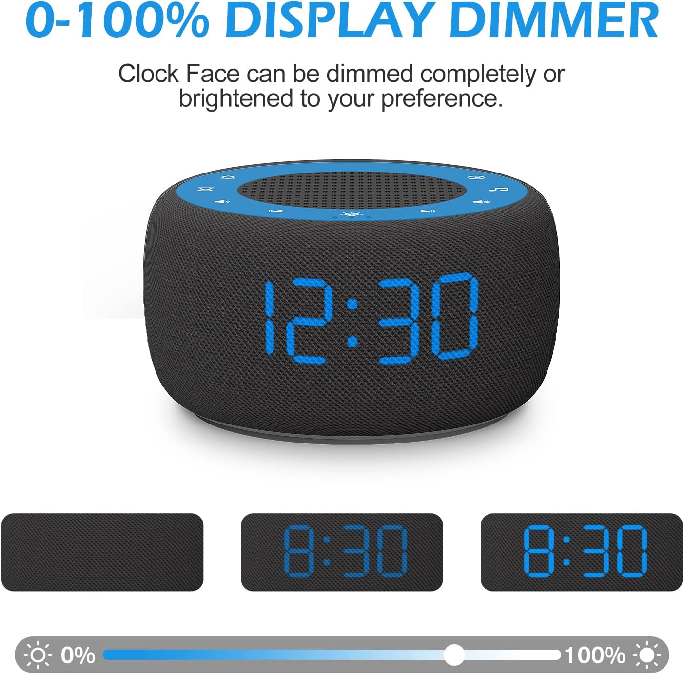 Buffbee Alarm Clock with Sound Machine for Bedrooms – 2-in-1 White Noise Machine for Sleep, Gentle Wake-Up with Soft Alarm Sounds, Ambient Night Light, Plug-in, Sleep Better, Wake Gently