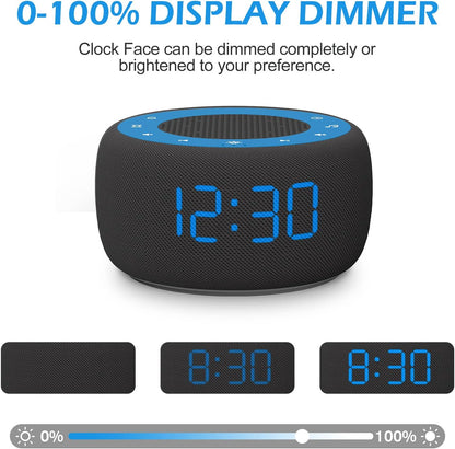 Buffbee Alarm Clock with Sound Machine for Bedrooms – 2-in-1 White Noise Machine for Sleep, Gentle Wake-Up with Soft Alarm Sounds, Ambient Night Light, Plug-in, Sleep Better, Wake Gently