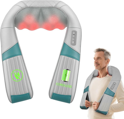 Snailax Cordless Massager - Shiatsu Neck and Shoulder Massager with Heat, FSA Eligible, Portable, Lumbar, Back Electric Massage Pillow, Gift for Woman, Mom, Dad