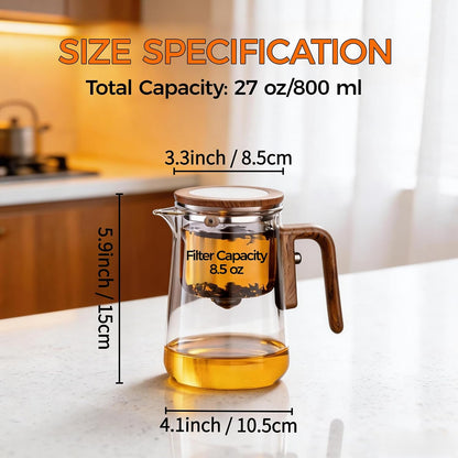 Enchanted Tea Pot, Magic Tea Pot for Loose Leaf Tea Steeper, Heat Resistant Borosilicate Glass Teapot with Tea Infuser, Ideal Gift for Tea Lovers - 20 oz (600 ml)