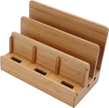Bamboo Wood Charge Station Docking Organizer for Cellphone Tablets