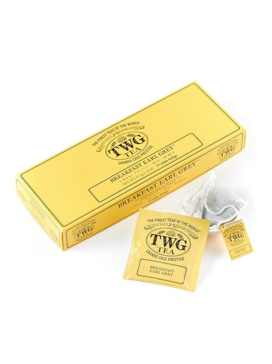 TWG Tea | Breakfast Earl Grey | Black Tea | Bergarmot | 15 Hand Sewn Cotton Teabags | Gift Set