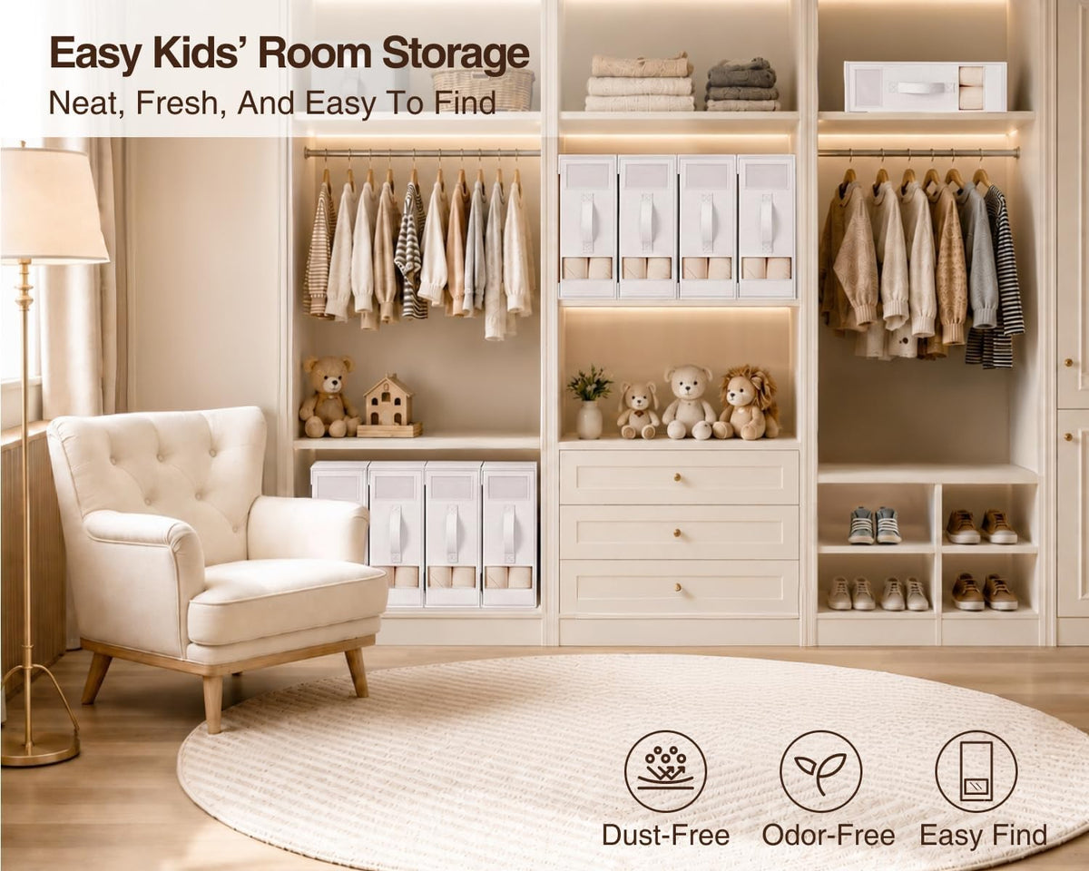 DIMJ Bed Sheet Organizers and Storage - Foldable Sheet Holder, Linen Closet Organizer Box for Sheets Set, Bedding, Blankets, Towel (King & Queen Size), Grey