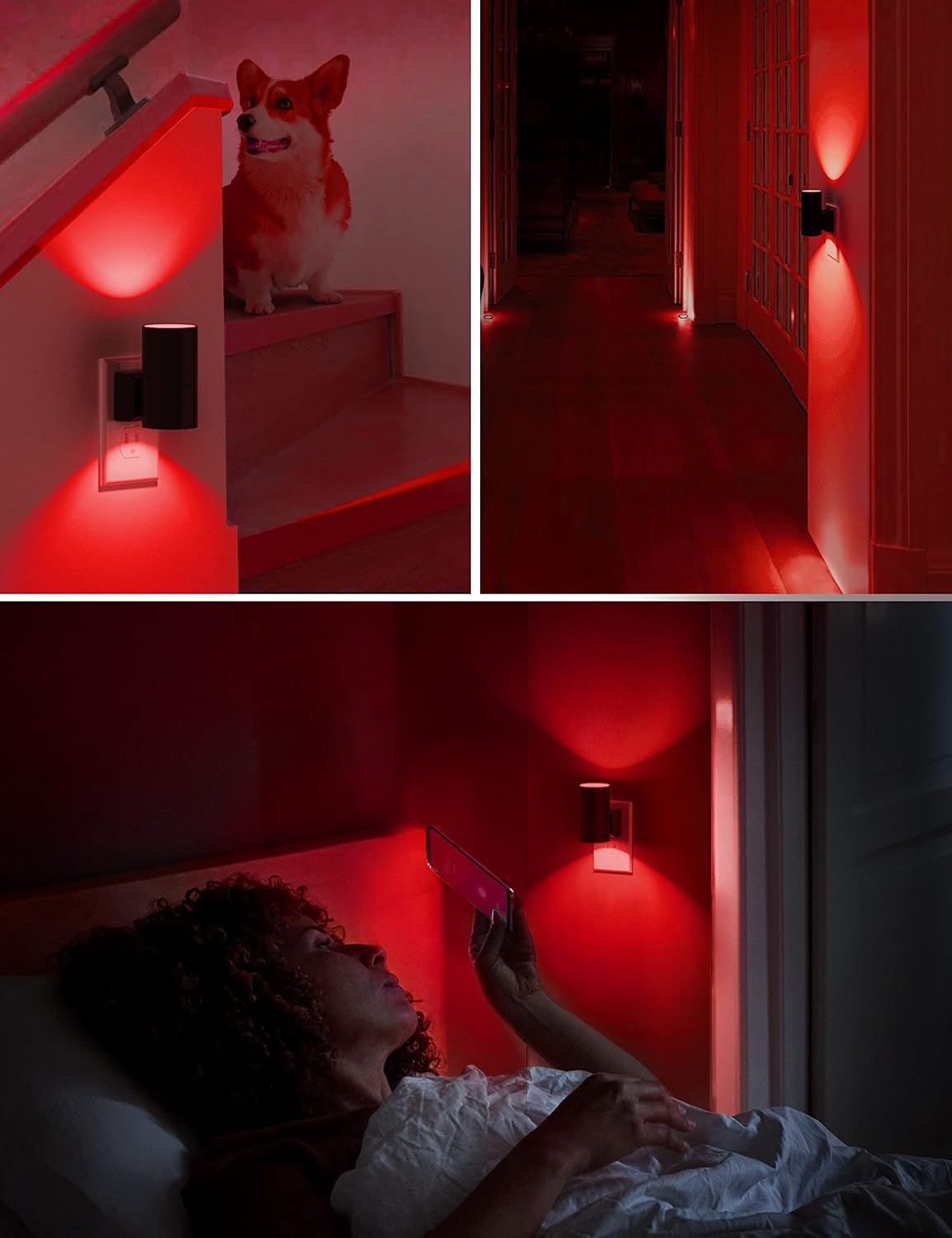 L LOHAS LED Night Light, Amber Nightlight, Dimmable Night Light, Light Sensor, Yellow Nightlight, 0-100LM, Sleep Light for Kids, Soft & Warm Light for Bedroom, Bathroom, 2 Pack