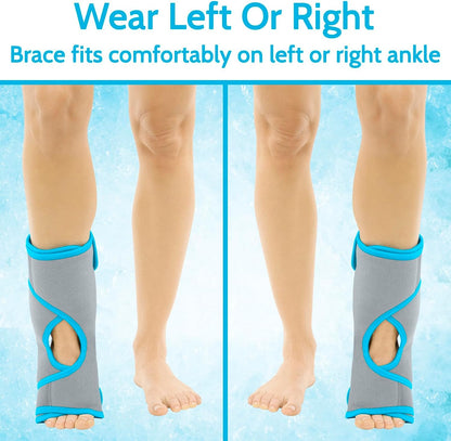Vive Ankle Ice Pack Wrap - Foot Cold/Hot Compression Brace - Adjustable Freeze Support for Cooling/Heating Achilles Injuries, Tendonitis, Plantar Fasciitis, Sore Feet, Inflammation, Muscle Sprain