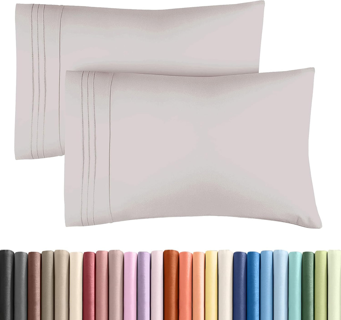 Standard Pillow Cases Set of 10 - Ultra Soft Hotel Quality Pillowcase Covers - Comfy, Cozy & Wrinkle Free - Shrink, Stain and Fade Resistant - Machine Washable Pillow Protectors - 10 Pcs Set - White - Colors A