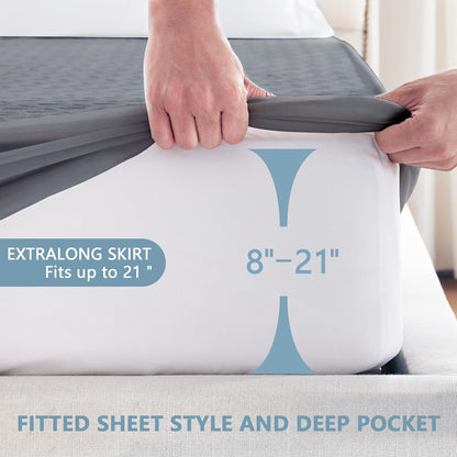 Premium Waterproof Mattress Protector Queen Size, Breathable Bed Cover 3D Air Fabric Cooling Mattress Pad Cover Smooth Soft Noiseless Washable, 8''-21'' Deep Pocket (White)
