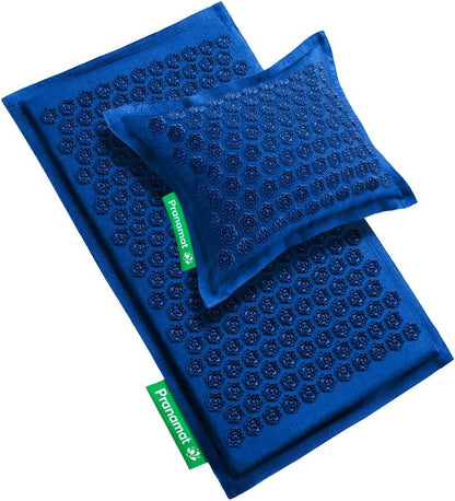 Pranamat Acupressure Large Mat and Pillow Set, Premium Acupressure Therapy for Pain Relief and Relaxation, Handcrafted in Europe with Sustainable and Natural Materials (Obsidian)