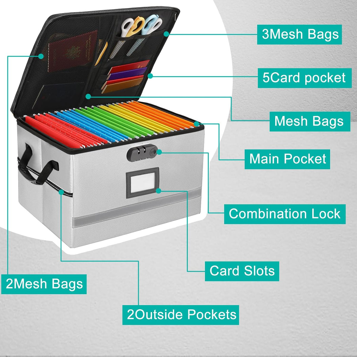 EXLIFBAG Fireproof File Organizer with Lock, 1 Layer